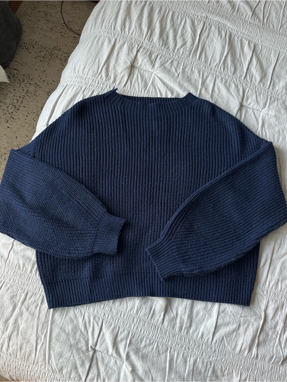 SHEIN Navy Ribbed Crewneck Sweater
